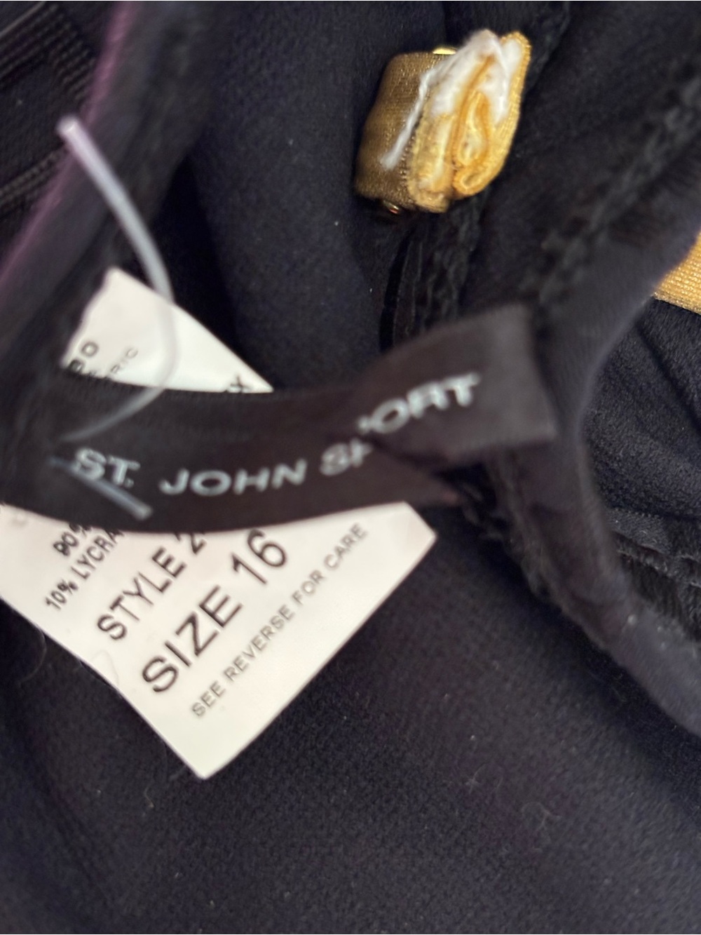 NWOT St. John Black Two-Piece Bikini with Gold Accents 16/14 (runs small) - Picture 4 of 8
